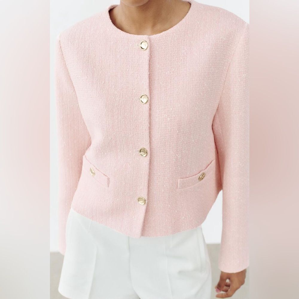 ZARA STRUCTURED ROUND NECK BLAZER - Picture 2 of 9